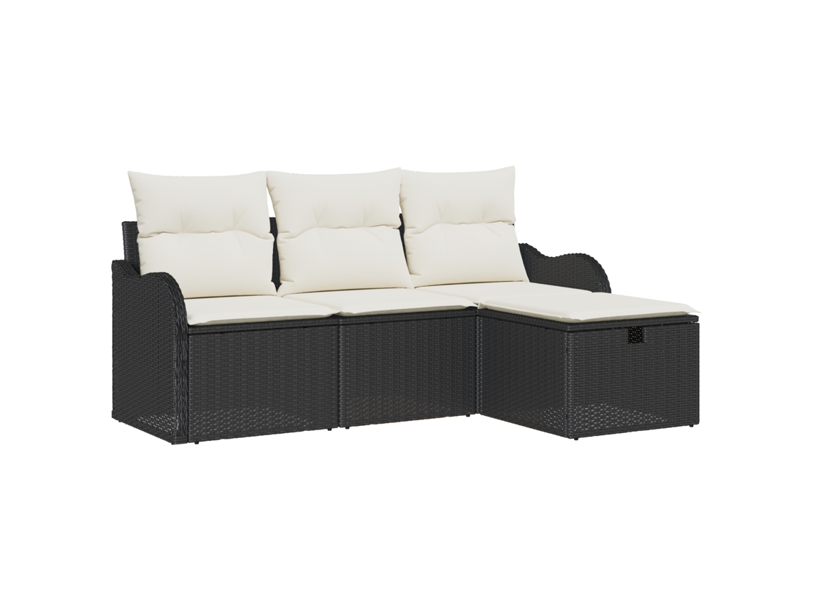 Conjunto 4 Assentos De Jardim Vidaxl Preto Vime Pe (55 X 55 X 37 Cm)