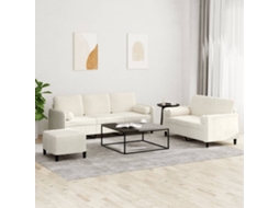 Vidaxl 3 Pcs Conjunto De Sofás Com Almofadas Veludo Cor Creme
