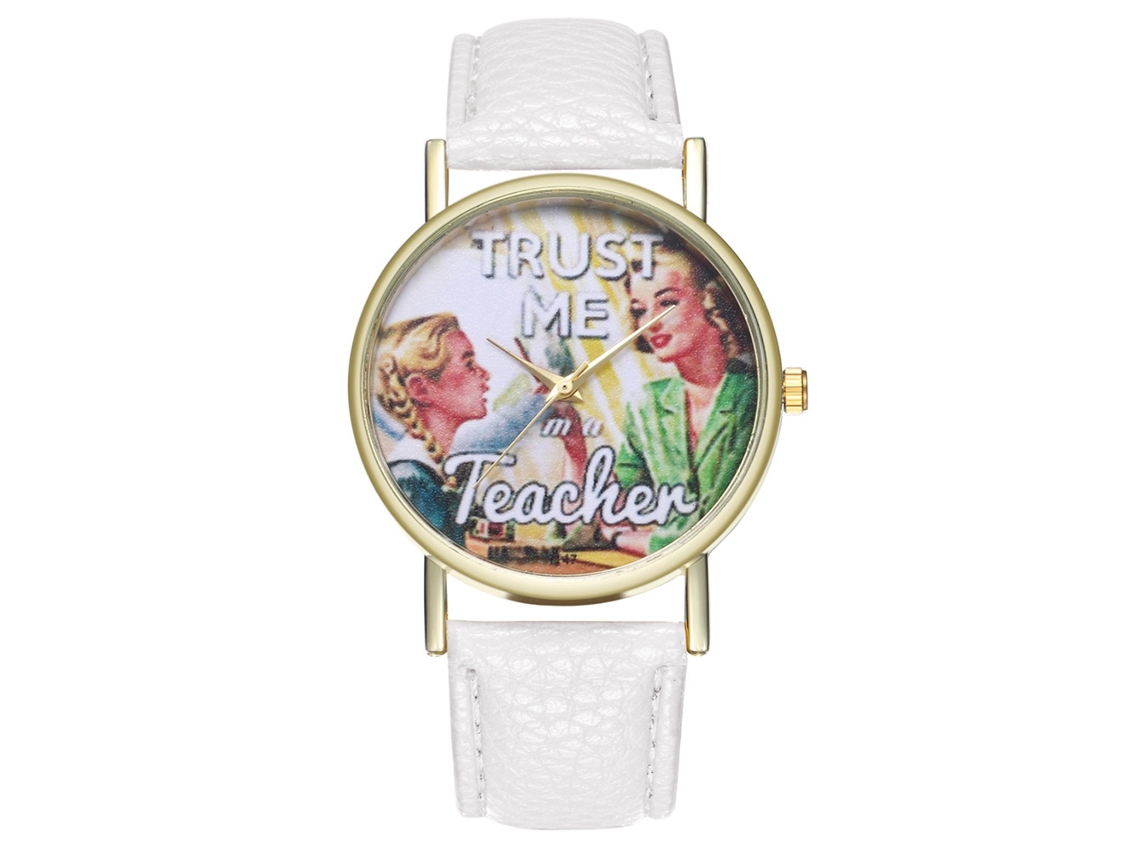 Relógio de pulso feminino com mostrador de desenho animado, pulseira de PU e movimento de quartzo analógico - Zhoulianfa