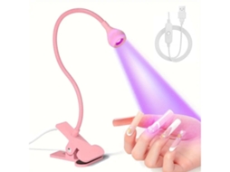 Lurelia Mini Lâmpada Led Para Unhas Rosa Com Pescoço De Ganso Flexível, Braçadeira E Alimentação Usb