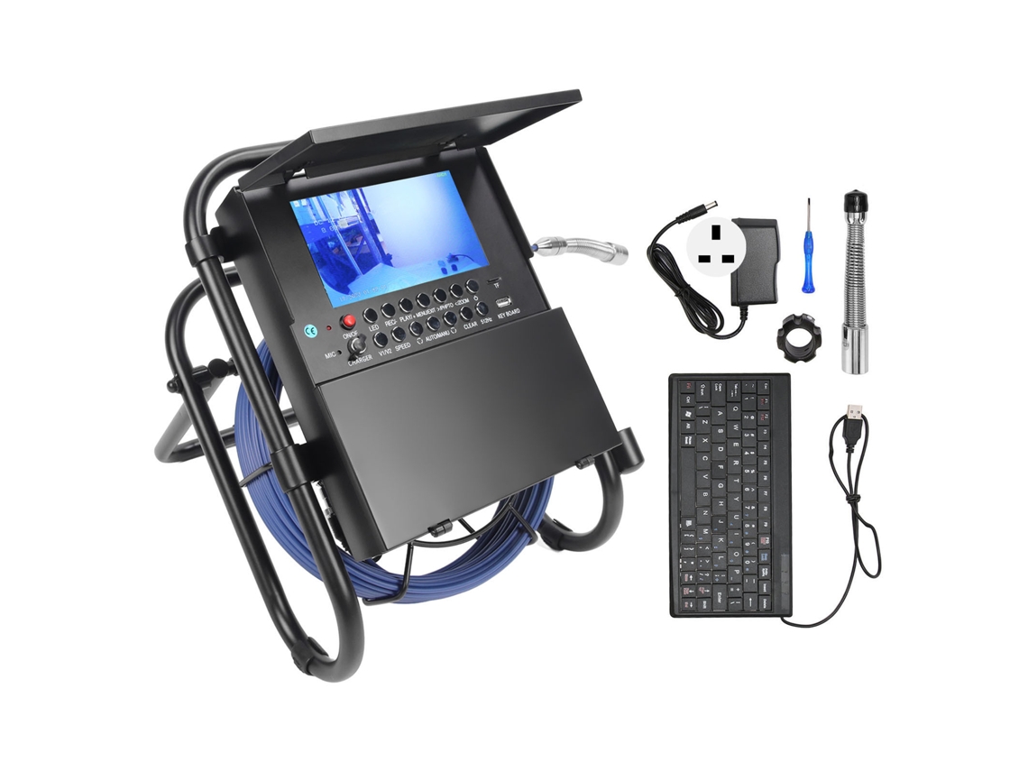 Endoscópio Industrial 7 Polegadas Ips 1080p com Cabo 20m Ip68 Plug Uk