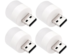 Mini Luminária De Cabeceira Portátil Usb Redonda 1w Em Pvc Branco Para