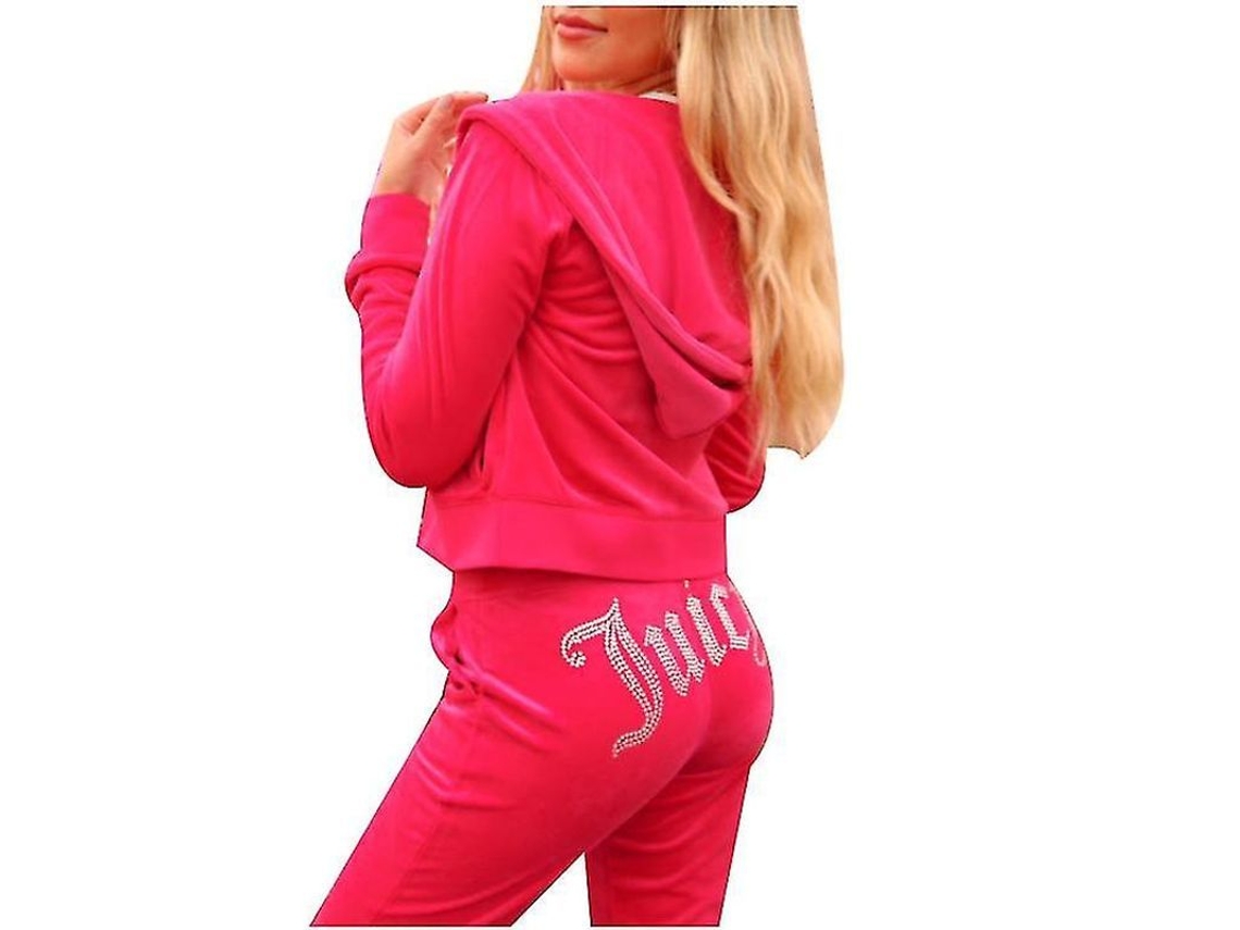 Fasst Conjunto de chándal para mulher, 2 peças, moletom com capuz e calças de esporte, tecido de veludo | S/MARCA