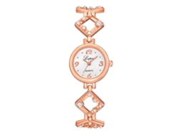 Relógio de Pulso Feminino com Pulseira de Liga e Strass Mostrador Redondo Relógio de Quartzo
