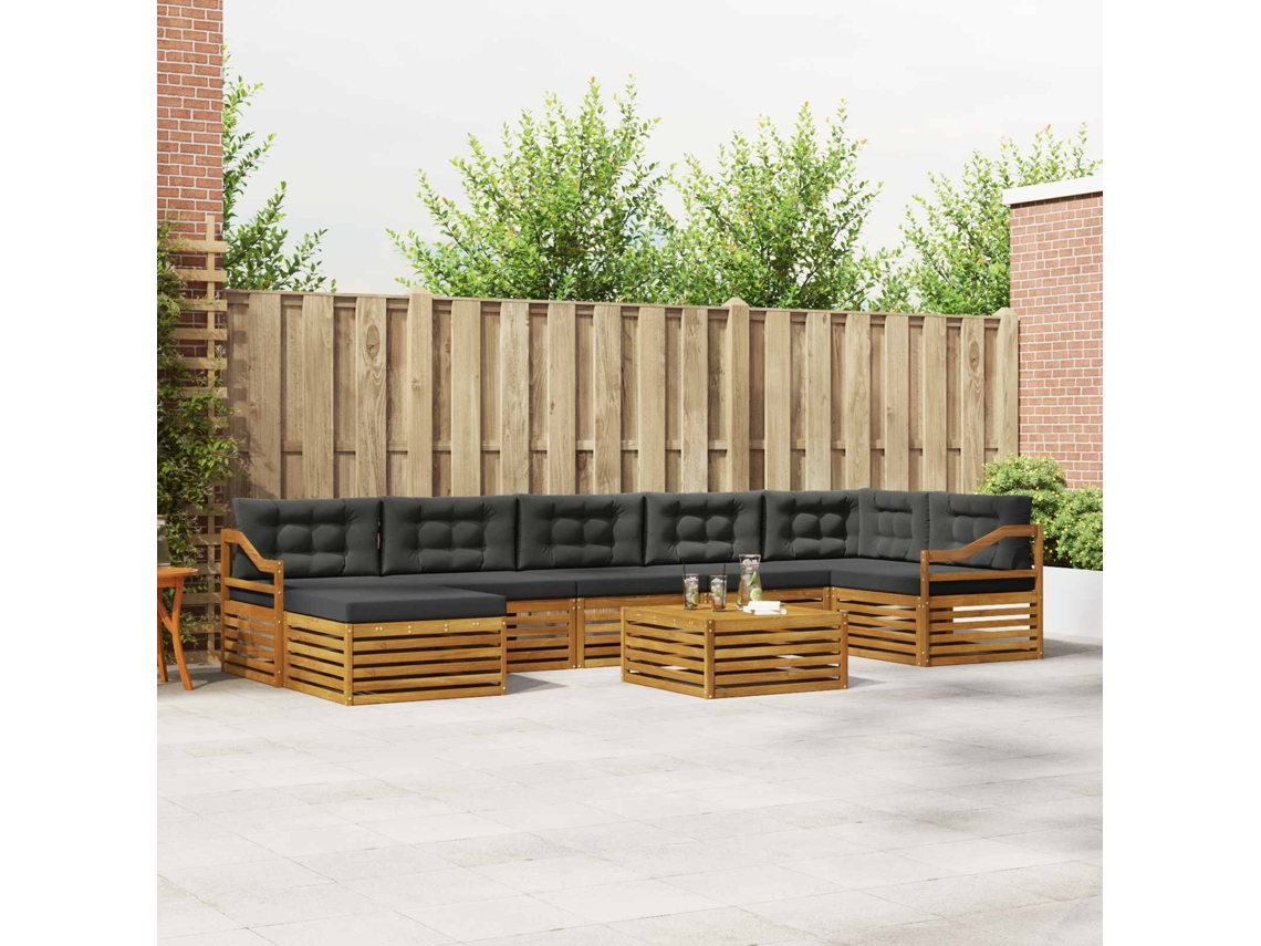 Vidaxl Conjunto De Sofás Para Exterior 8 Unid. Natural E Antracite