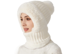 Gorro Feminino 3 Em 1 Sem Aba - Gorro De Inverno - Gorro De Malha - Acrílico - Branco