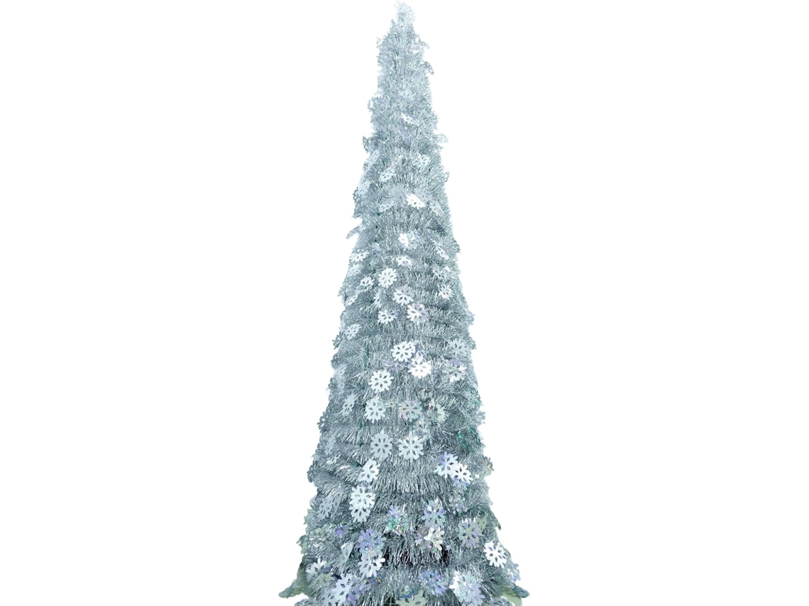 Árvore De Natal Artificial Dobrável | Formato Decorativo De Floco De Neve Com Glitter 150