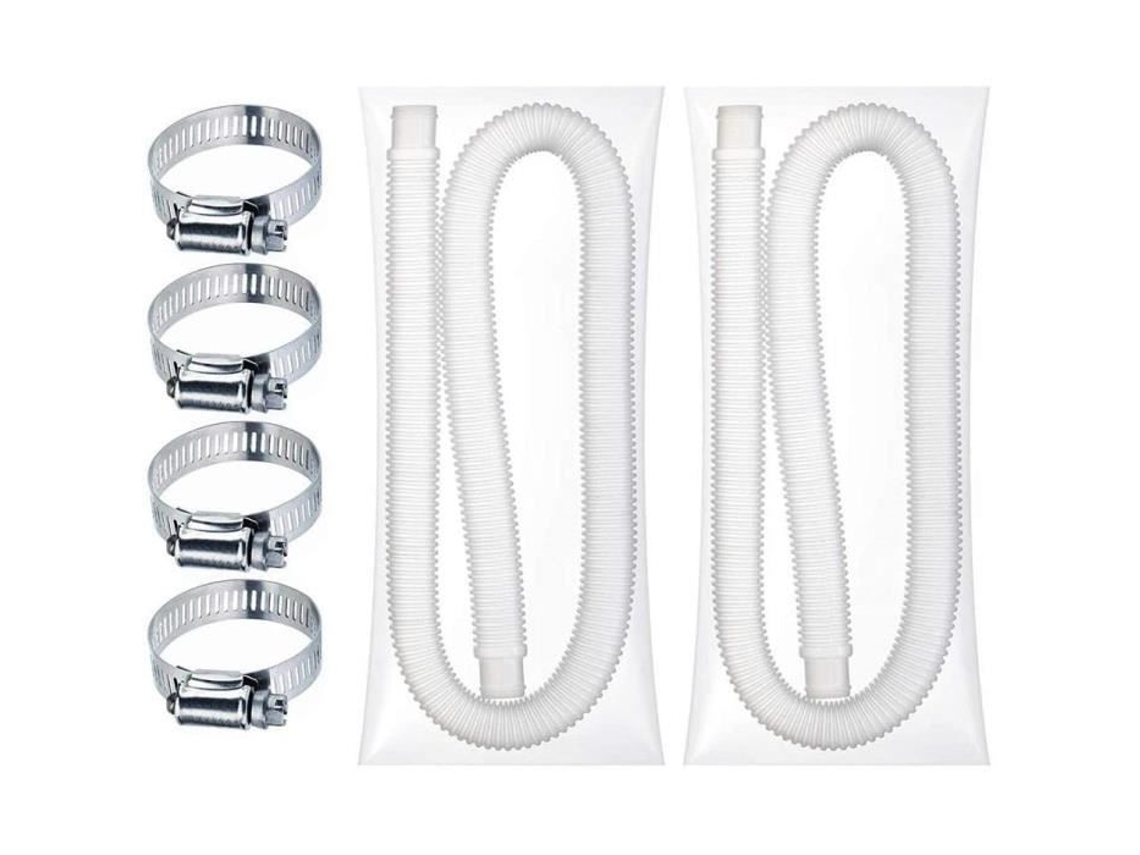 Mangueira de substituição para piscina, 2 peças, acessórios de mangueira de bomba de filtro com 4 clipes de metal, mangueira longa para piscina