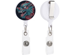 Porta Crachá Com Chaveiro E Clipe, Porta Crachá Retrátil Com Carimbo Cabeça De Dragão, Porta Crachá Fofo E Divertido