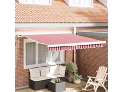 Vidaxl Toldo Retrátil Vermelho E Branco 350 X 250 Cm Lona E Alumínio