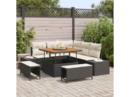 Vidaxl Conjunto De Sofá De Jardim 8 Unid. Preto Rattan Sintético