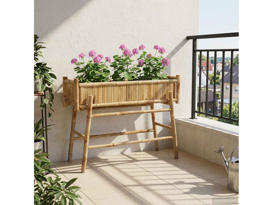 Vidaxl Jardineira Com Suporte Natural 100 X 38 X 74 Cm Bambu