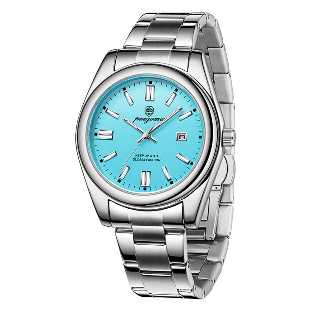 Relógio Clássico Casual (azul Celeste), À Prova D'água E Luminoso, Ideal Para Negócios E Ocasiões Formais.