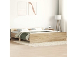 Vidaxl Estrutura Cama C/ Cabeceira/apoio Pés 160x200cm Carvalho Sonoma
