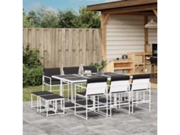 Conjunto 11 Peças De Jantar P/ Jardim C/ Almofadões Textilene Branco Dkd Home Decor