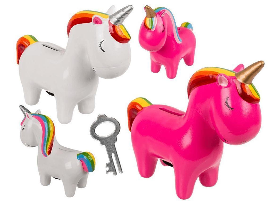 Cofrinho Unicórnio / Porquinho Unicórnio / Pônei 19cm Branco Aquaforge