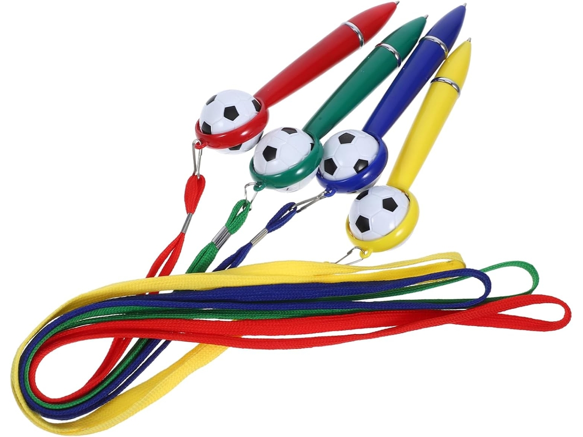 Conjunto De 4 Canetas Nuobesty Em Formato Bola Futebol, Com Alça Para