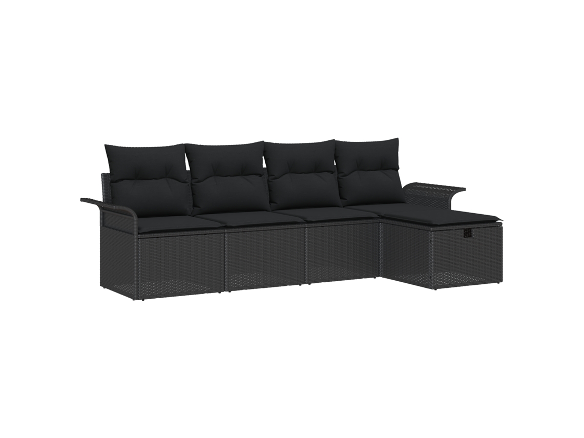 Conjunto 5 Conjuntos De Sofás Para Jardim Vidaxl Preto Vime Pe (251 X 117 X 85 Cm)