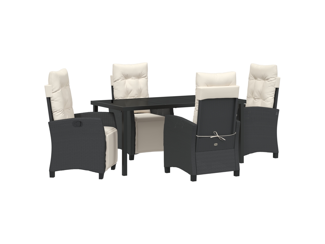 Conjunto 5 De Jantar De Jardim Vidaxl Preto Vime Poliéster