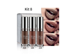 Qibest Batom Líquido Mate 3 Cores/conjunto Longa Duração Gloss Labial Maquiagem Cosmético 8