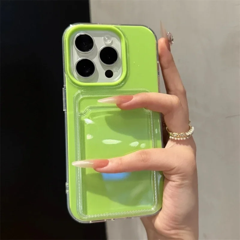 Capa Transparente Estilo Carteira Para Celular (iphone 12 Pro Verde), Em Tpupc Resistente A Impactos.