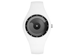 Relógio de pulso unissex, estilo simples, pulseira de silicone, movimento de quartzo, para estudantes (branco/cinza)