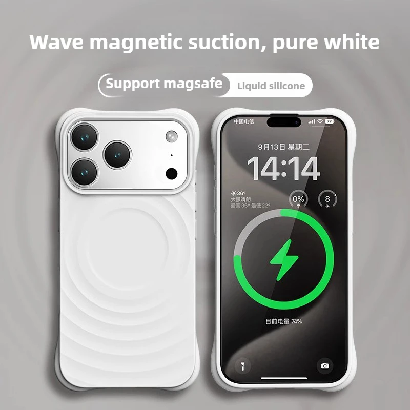 (branco, Iphone 16) Capa Para Celular, Compatível Com Magsafe, Silicone Líquido, Resistente A Riscos