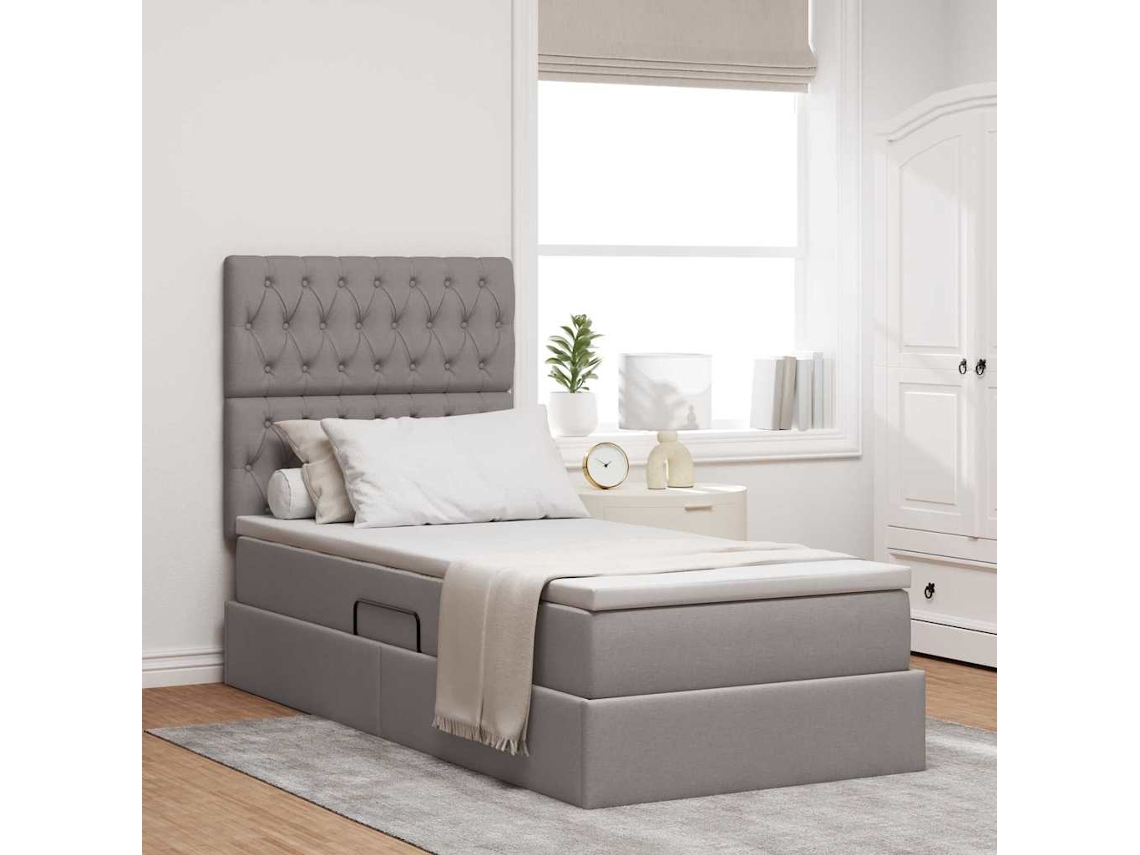 Vidaxl Cama com Arrumação e Colchão Cinzento acastanhado 90 X 200 Cm