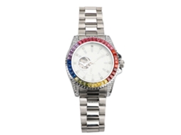 Relógio Mecânico Automático Chronograph Masculino Pulseira de Aço Resistente À Água 30m