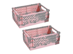 Pacote Com 2 Caixas De Armazenamento De Plástico Dobráveis, Cestas, Recipientes De Cosméticos, Rosa Olysi Shop
