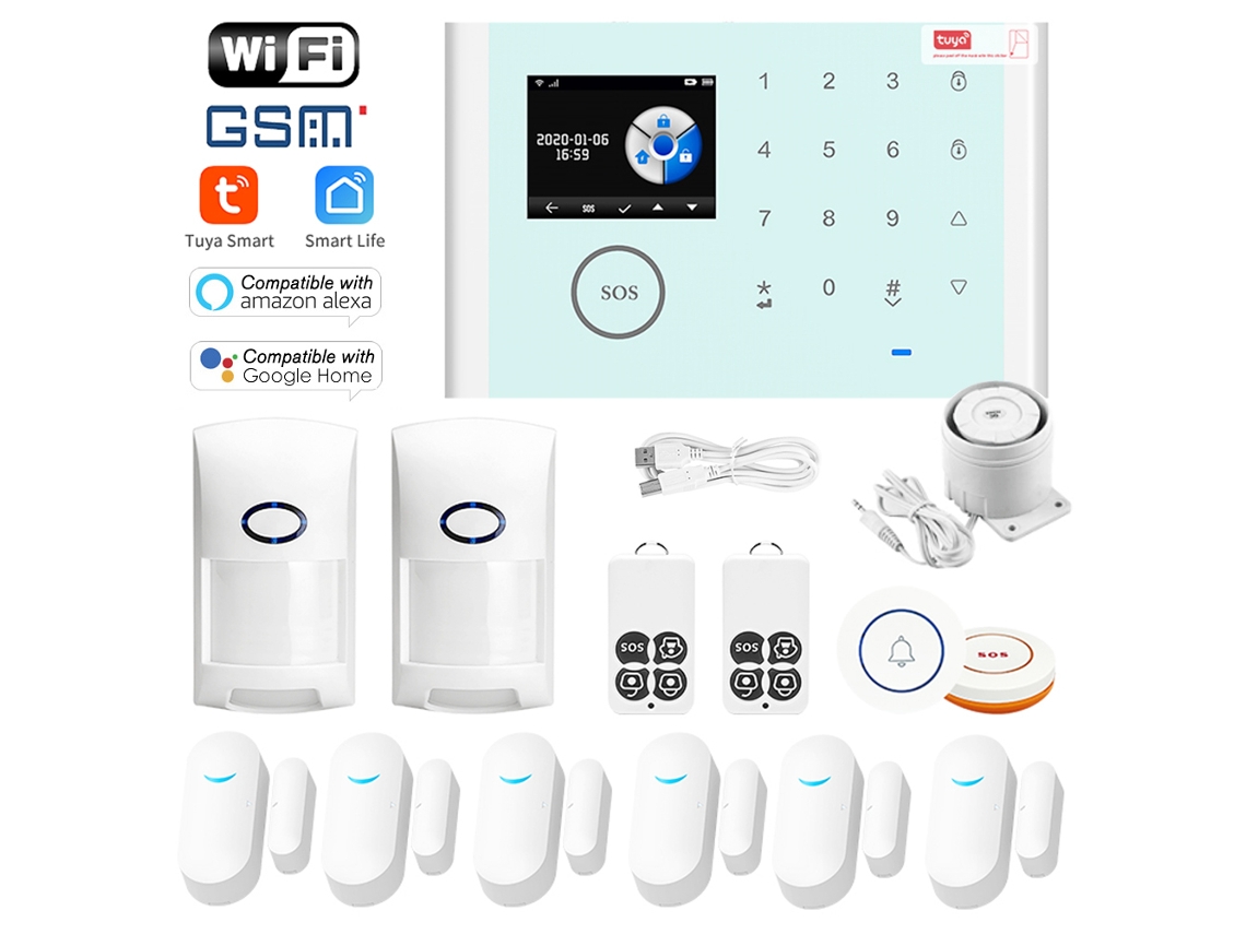 Sistema de Alarme Inteligente Residencial Wifi+gsm+gprs Tuya Alexa