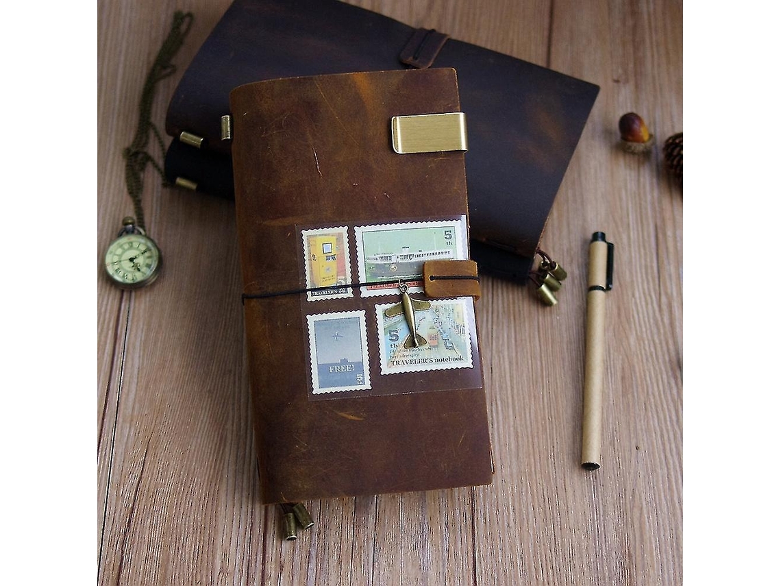 Lurelia Caderno Em Couro Genuíno Para Viagem, Com Fecho Elástico, Vintage, A5, 13,5 Cm X 10 Cm