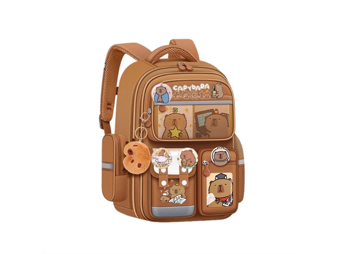 Mochila Escolar Capivara De Desenho Animado, Leve E Prática, Mochila De Grande Capacidade Para Estudantes Do Ensino Fundamental 01