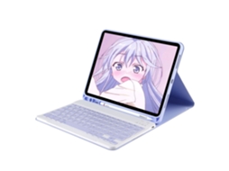 Capa Com Teclado Bluetooth Em Couro Compatível Com Ipad Air 4/5 De 10,9", Magnética, Alça, Cor Roxo