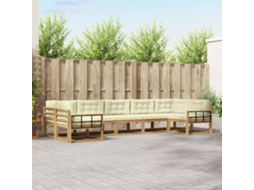 Vidaxl Conjunto De Sofás Para Exterior 7 Pcs Branco E Creme
