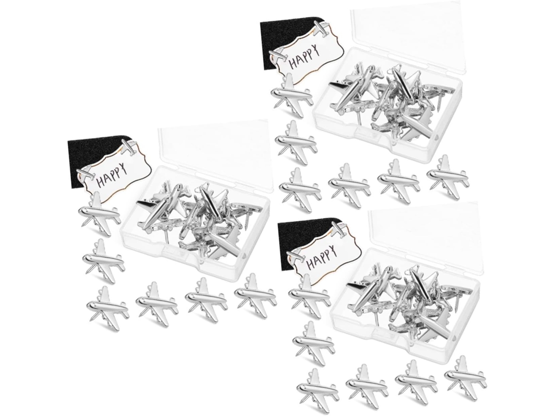 Conjunto Com 3 Peças De Tachinhas Metal Em Formato Avião: Avião,