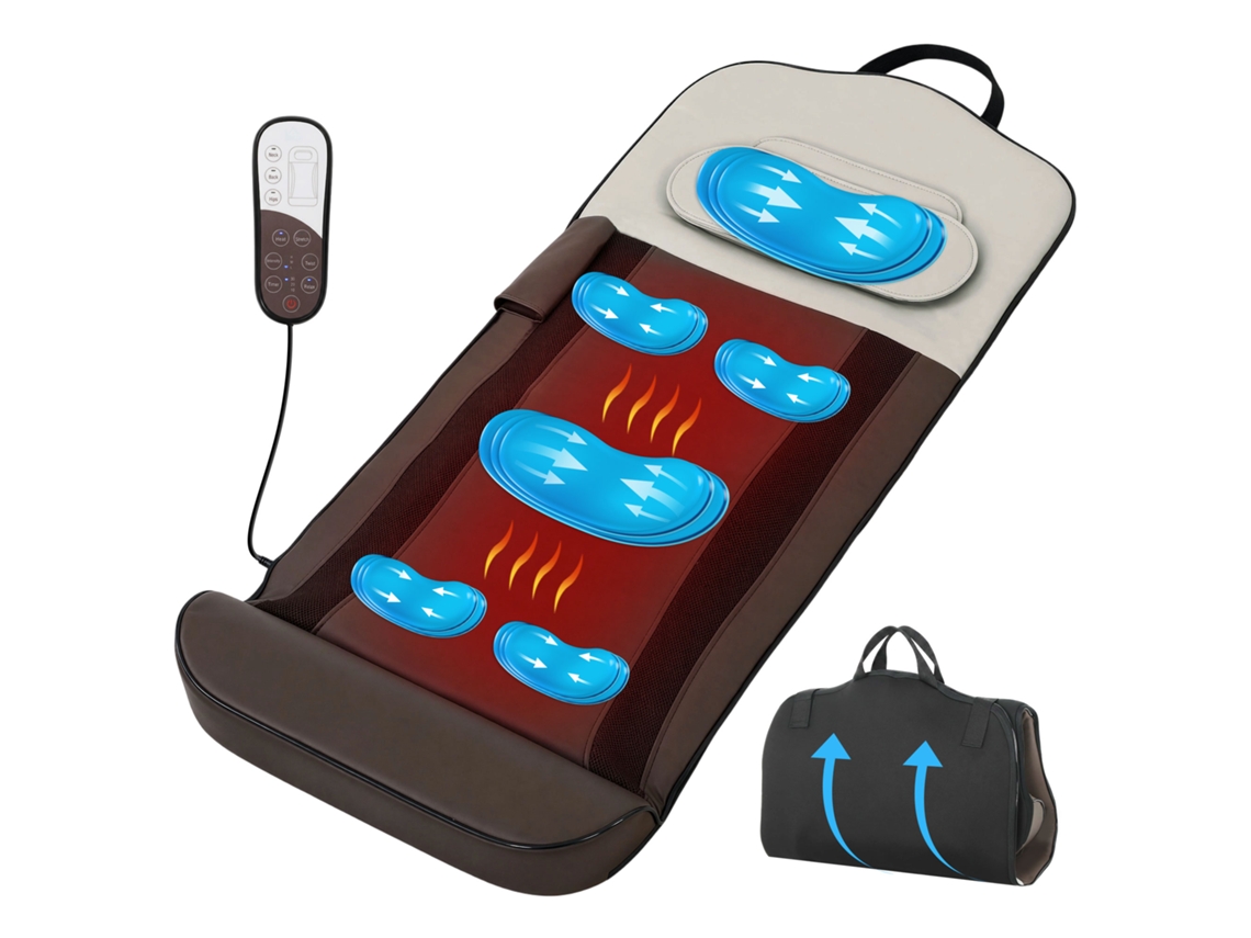 Foldable Full Body Massage Mattress With Heating, Air Compression, 4 Modes, 3 Intensities, Automatic Shut-off