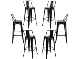 Pack 6 Bancos Torix Encosto 100 Cm - Preto