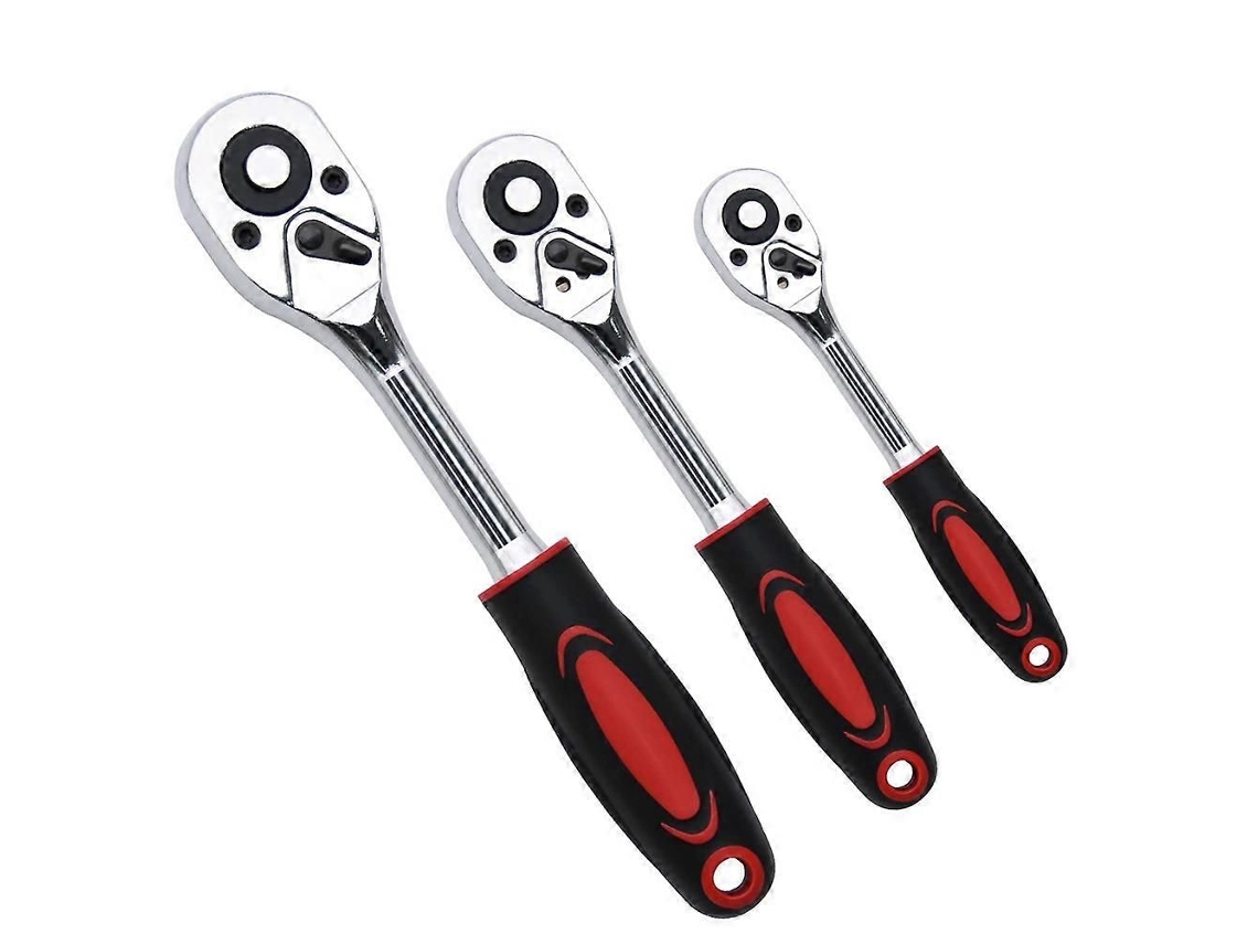 Kit De 3 Catracas Profissionais - 1/4, 3/8 E 1/2 Polegadas, Chave De Catraca Pesada