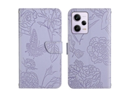 Capa De Celular Flip Em Couro Sintético Com Textura De Borboleta E Toque Suave Para Xiaomi Redmi Note 12 Pro+ China/note 12 Explorer Ht03