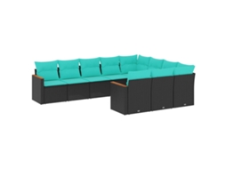 Conjunto de Sofá Jardim 3 Peças Almofadas Rattan Sintético MAISON EXCLUSIVE