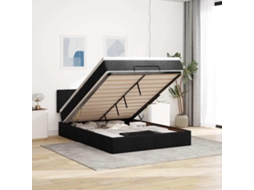 Vidaxl Cama Otomana Com Colchão 140x200 Cm Tecido Preto