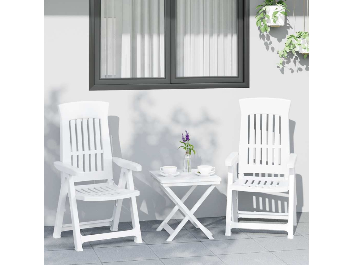 Vidaxl Cadeiras De Jardim Reclináveis 2 Pcs Pp Branco