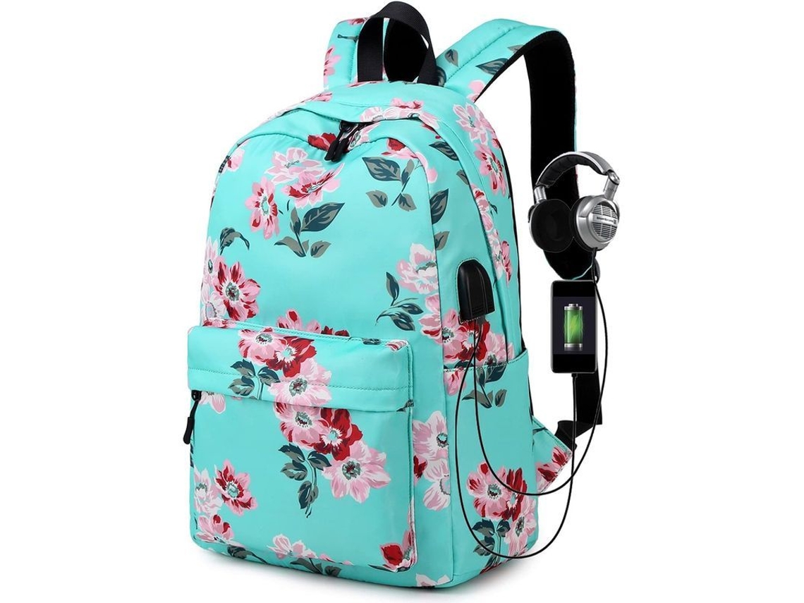 2026 mochila Escolar Retro para Mujer com Estilo Floral Resistente À Água e Compartimento para Laptop