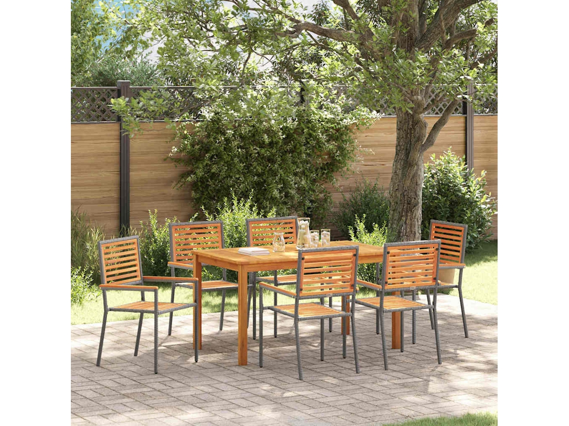 Vidaxl Conjunto De Jantar Para Jardim 7 Unid. Cinzeto