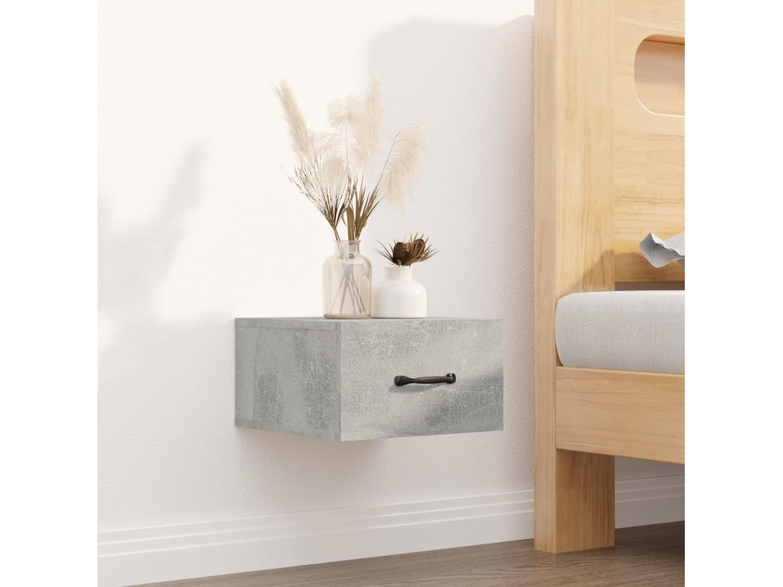 Vidaxl Mesa Cabeceira Montagem Na Parede 35x35x20 Cm Cinzento Cimento