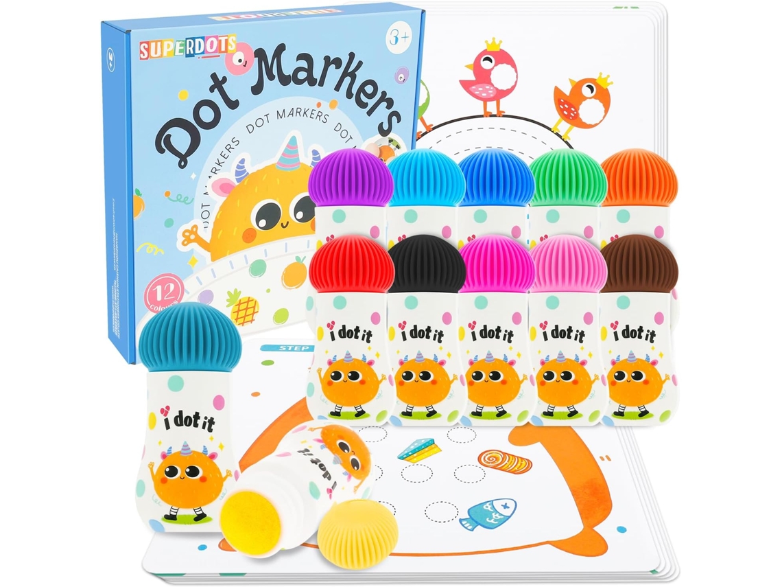 Conjunto De Marcadores De Pontos Infantis, 12 Marcadores Laváveis Para