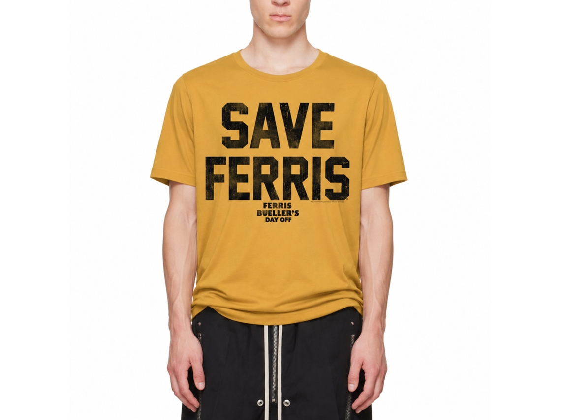 Rockinstone Ferris Bueller's Day Off Save Ferris Again Solid Ginger Adult T-shirt Size:m