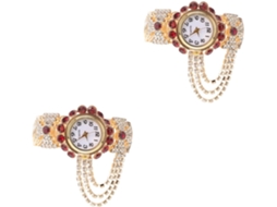 Conjunto Relógio Decorativo 2 Peças Design Pulseira Elegante Casual GOKOCO
