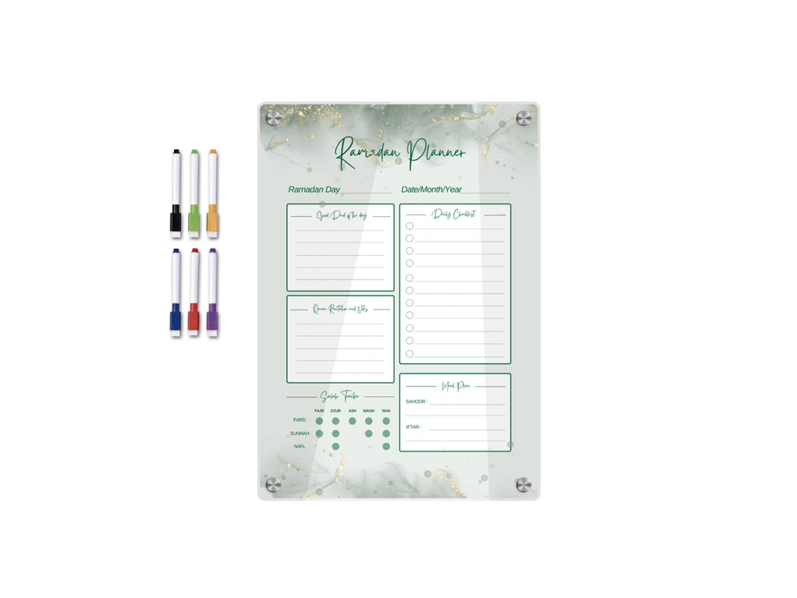 Calendário Semanal Planejador Acrílico Magnético Geladeira Planejador De Refeições Do Ramadã Quadro De Memorandos Slowmoose